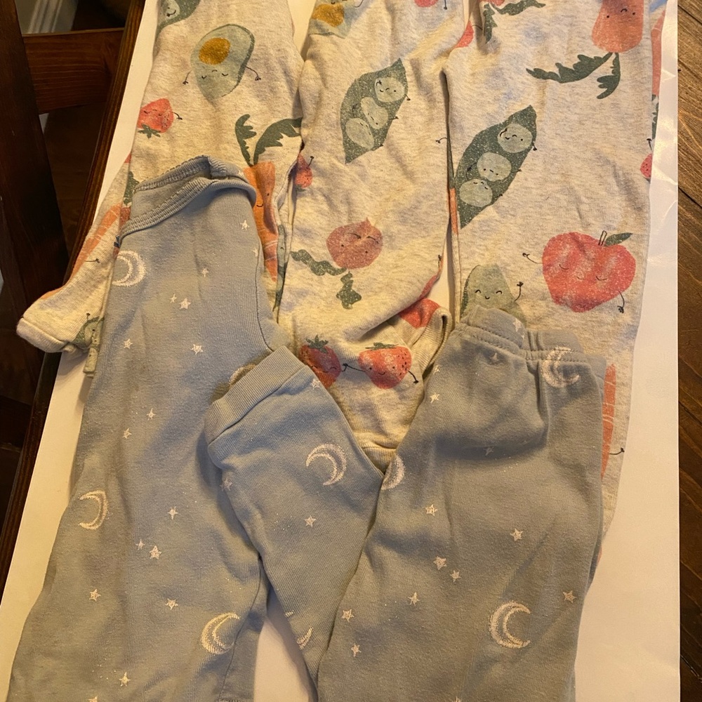 Bundle Two Sets Two-Piece Pajama Sets- Peas & Fruit Print with Stars and Moons